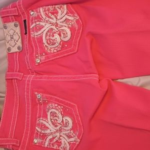 Miss Me Pink Embroidered Skinny Jeans